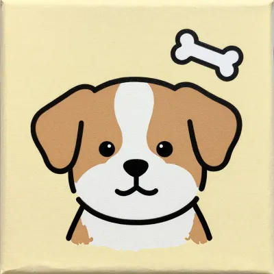 Cartoon Puppy with Bone on Head - Animals - AI generated image