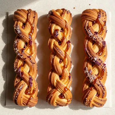 Cinnamon Twists with Caramel Drizzle - Food - AI generated image