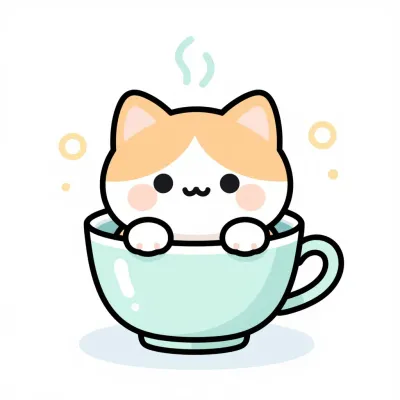 Kitten in Teacup Cozy Scene - Animals - AI generated image