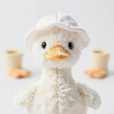 White Duckling Toy Wearing Sunhat - Toys - AI generated image