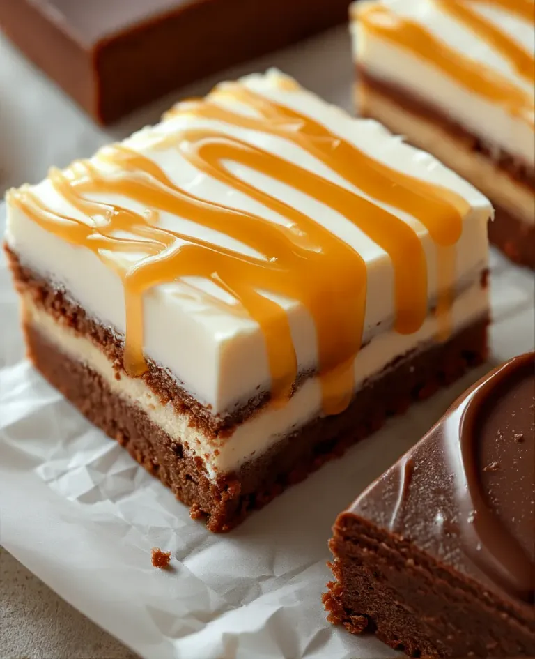 Caramel-Drizzled Dessert Bar Smooth Texture - Food - AI generated image
