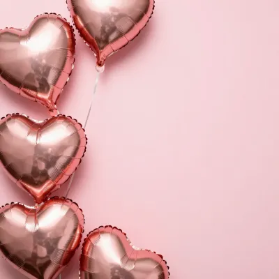 Rose-Gold Heart Balloons Clustered on Blush-Pink Background - Event - AI generated image