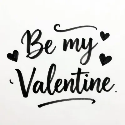 Handwritten 'Be my Valentine' with Hearts - Typography - AI generated image