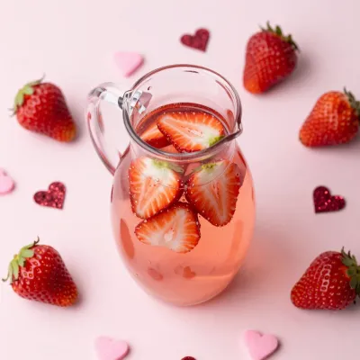 Strawberry Infused Beverage in Glass Pitcher - Food - AI generated image