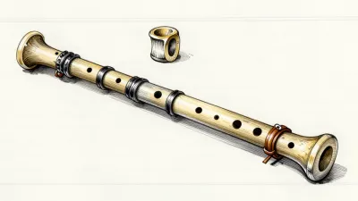 Carved-Bone Flute with Metal Bands - Music - AI generated image