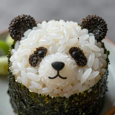 Bear-Shaped Sushi Roll with Glossy Sesame Seeds - Food - AI generated image