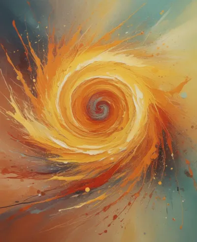 Swirling Vortex of Paint in Warm Glow - Abstract Art - AI generated image