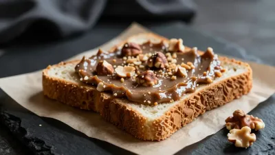 Chocolate Spread Toast with Hazelnuts - Food - AI generated image