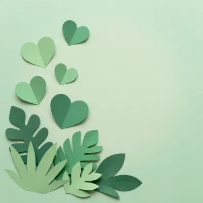 Paper Hearts and Leaves Descending - Nature - AI generated image