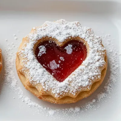 Heart-Shaped Linzer Tart with Raspberry Jam - Bakery - AI generated image