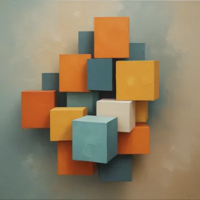 Cluster of Colorful Cubes in Soft Light - Abstract Art - AI generated image