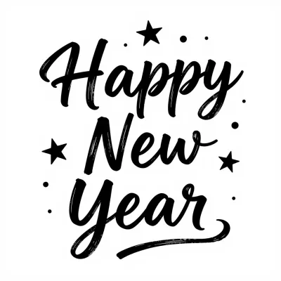 Happy New Year Brushstroke Stars - Typography - AI generated image