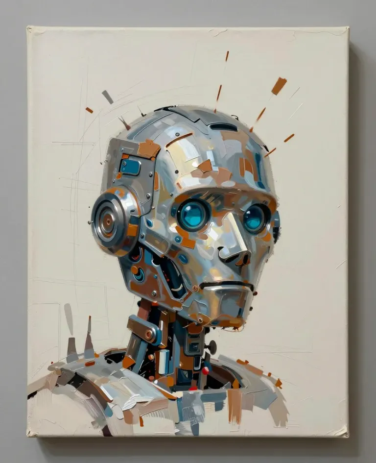 Rusty Robot Head Collage - Robotics - AI generated image