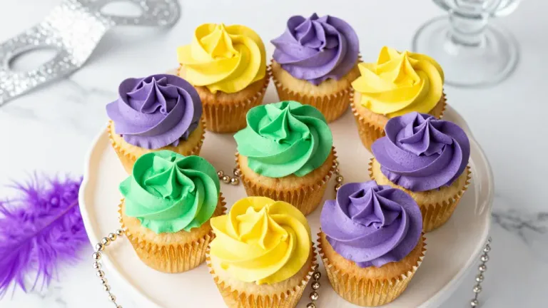 Mardi Gras Cupcakes with Swirls - Food - AI generated image
