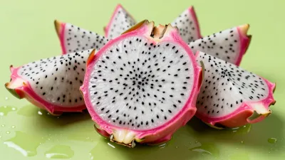 Dragon Fruit Slices Crosscut with Glossy Texture - Fruit - AI generated image