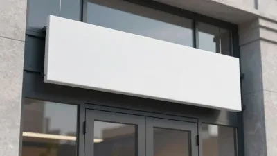 White Signboard Above Modern Doorway - Architecture - AI generated image