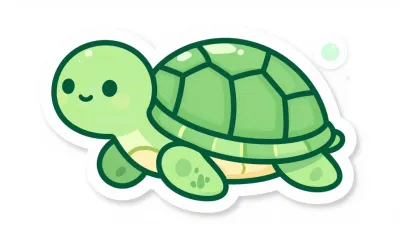 Cartoon Sea Turtle Smiling with Glossy Shell - Cartoon - AI generated image