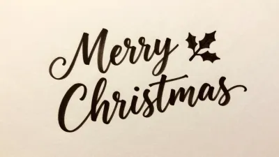 Merry Christmas Script with Holly - Holiday - AI generated image