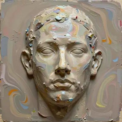 Impasto Portrait of a Face with Warm Lighting - Art - AI generated image