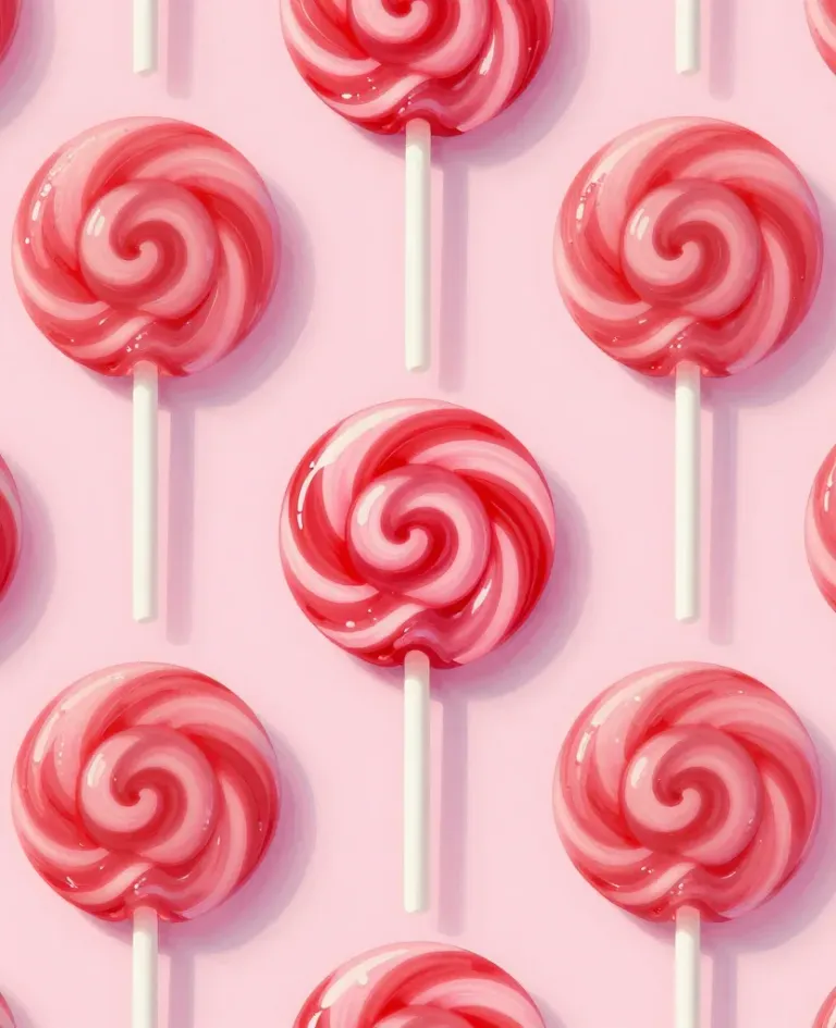 Swirled Lollipops on Pink Background - Food - AI generated image