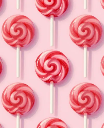 Swirled Lollipops on Pink Background - Food - AI generated image