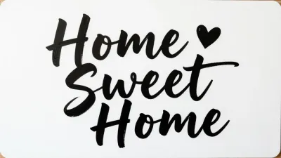 Home Sweet Home Black Ink Heart - Typography - AI generated image