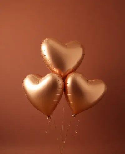 Metallic Heart Balloons Floating Burnt Orange - Balloon - AI generated image