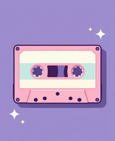 Pastel Pink Cassette Tape with Blue Tape - Objects - AI generated image