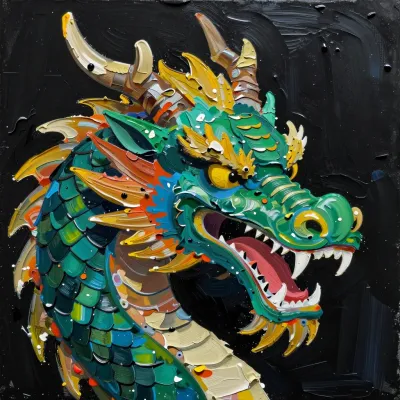 Dragon's Head Glossy Scales - Fantasy - AI generated image