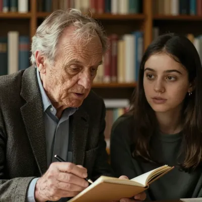 Elderly Man Writing Quiet Advice - Education - AI generated image