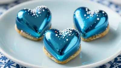 Mirror-Glazed Heart-Shaped Desserts - Food - AI generated image
