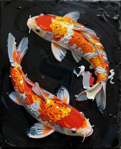 Glossy Koi Fish in Circular Curve - Fish - AI generated image