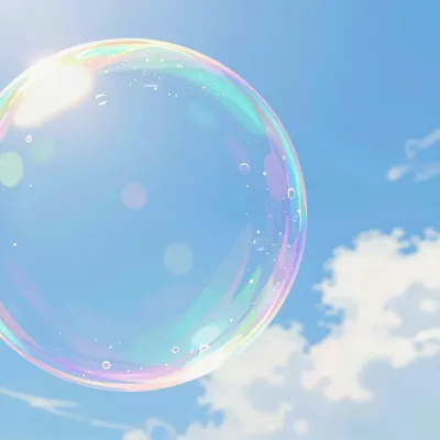 Crystal-clear Soap Bubble Floating in Sky - Nature - AI generated image