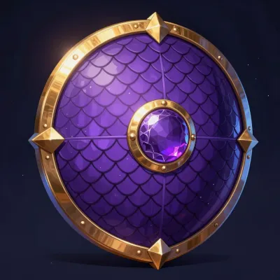 Dragon-Scale Shield Gleaming in Starry Night - Fictional - AI generated image