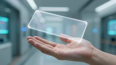 Translucent Hologram Projected on Palm - Technology - AI generated image