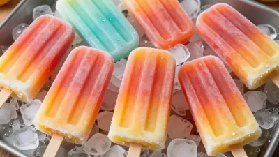 Citrus Sunrise Popsicles Cooling on Ice - Food - AI generated image
