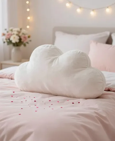 Cloud Pillow Softness in Pink Bedroom - Bedroom - AI generated image