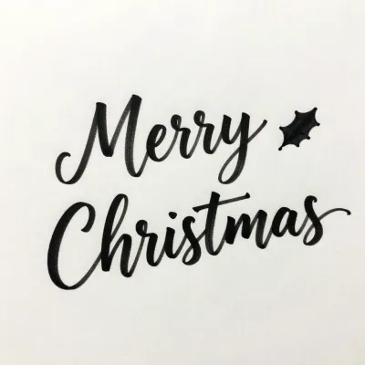 Merry Christmas Script with Holly Leaf - Typography - AI generated image