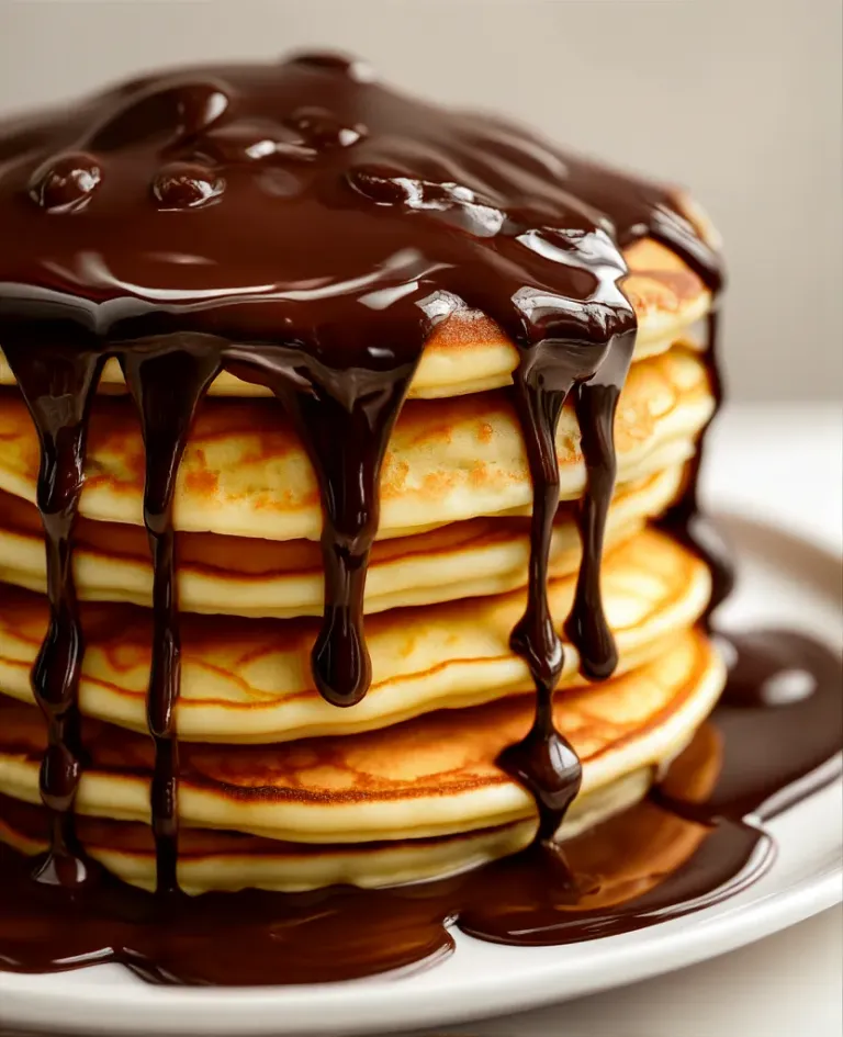 Chocolate-Ganache-Pancake Stack with Dripping Sauce - Food - AI generated image