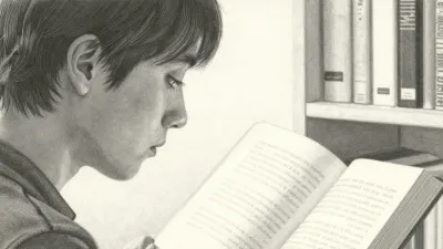 Young Person Reading Book Profile View - People - AI generated image