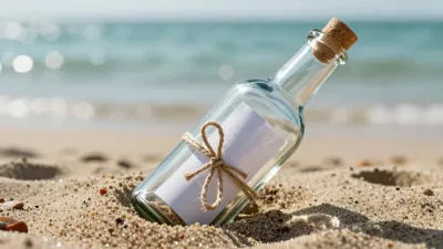 Glass Bottle Message in Sand at Beach - Beach - AI generated image