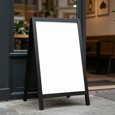A-frame Chalkboard Frame in Cozy Café - Furniture - AI generated image