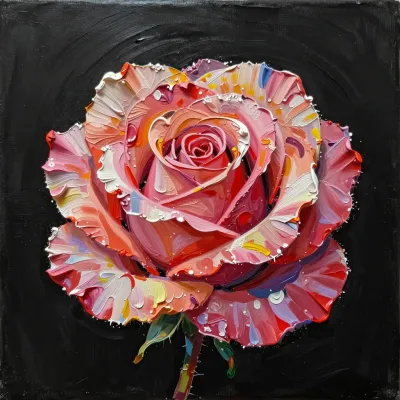 Glossy Rainbow Rose Bloom - Flora - AI generated image