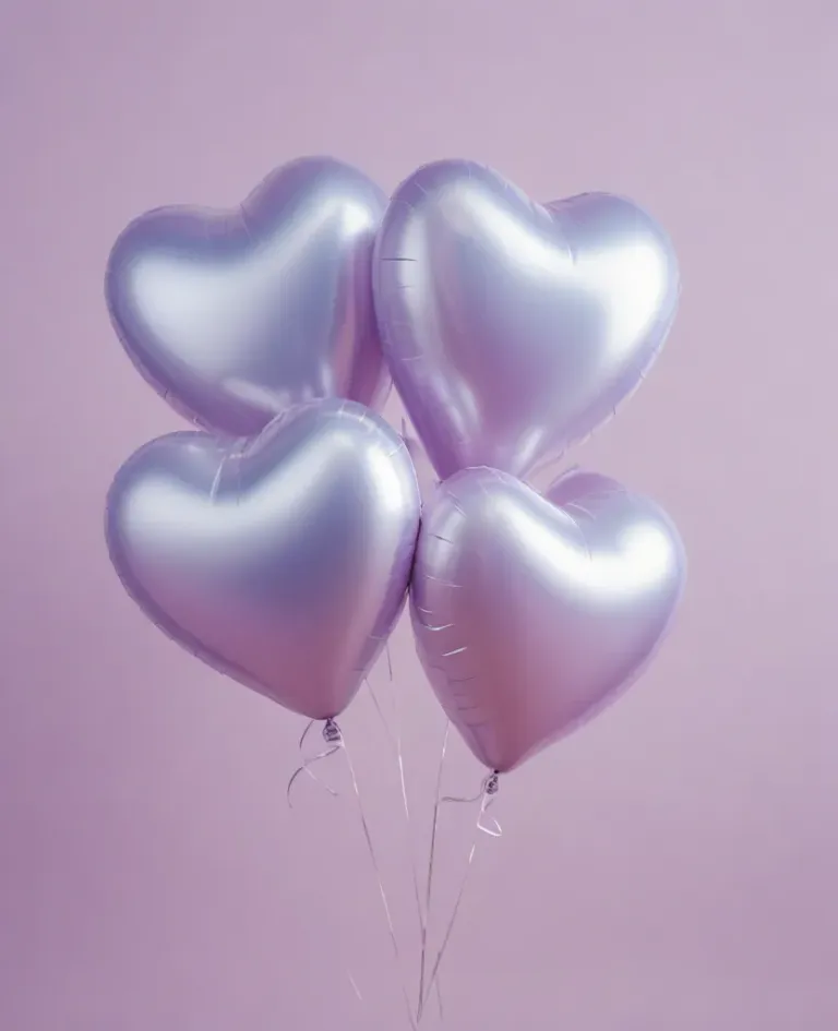 Iridescent Heart Balloons Floating Softly - Balloon - AI generated image