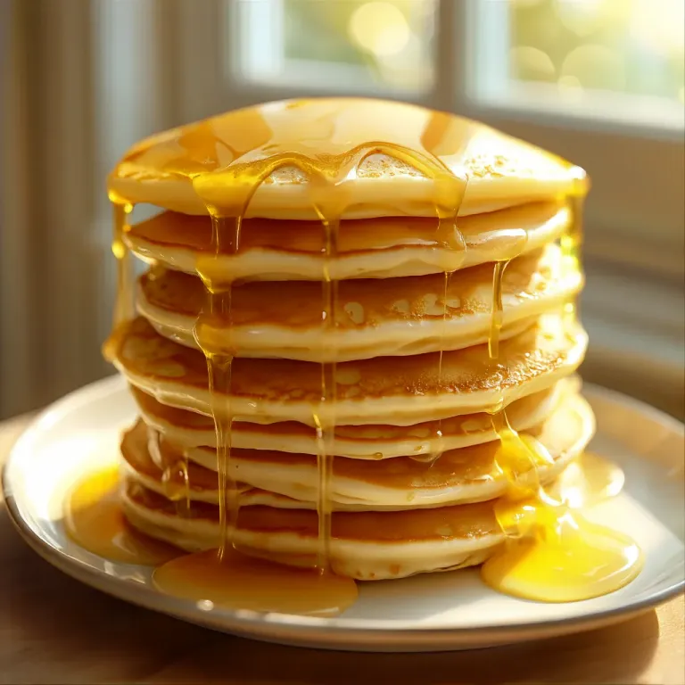 Golden Pancakes Dripping Syrup - Food - AI generated image