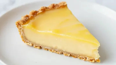 Lemon Tart Slice with Crumbly Crust - Food - AI generated image