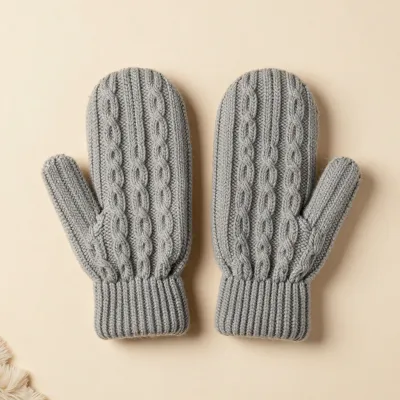 Cable-Knit Mittens Softly Lit - Accessories - AI generated image