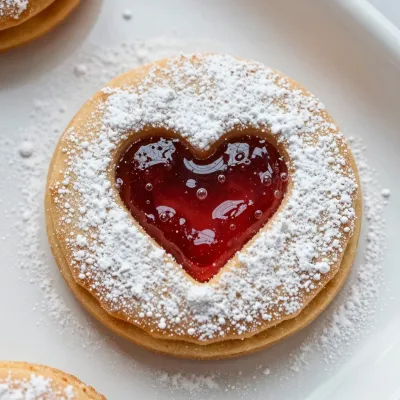 Heart-Shaped Linzer Cookie with Raspberry Jam - Bakery - AI generated image