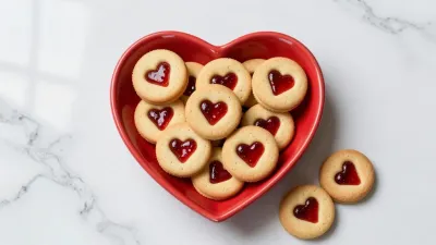 Linzer Cookies in Heart Plate - Food - AI generated image