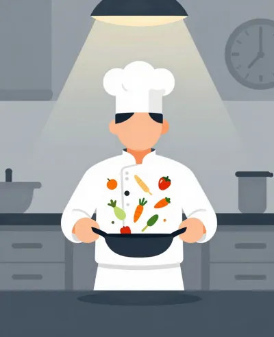 Chef Cooking Fresh Vegetables in Frying Pan - Food - AI generated image